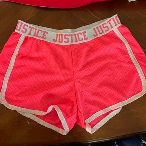 JUSTICE girls size 12 neon pink athletic shorts.